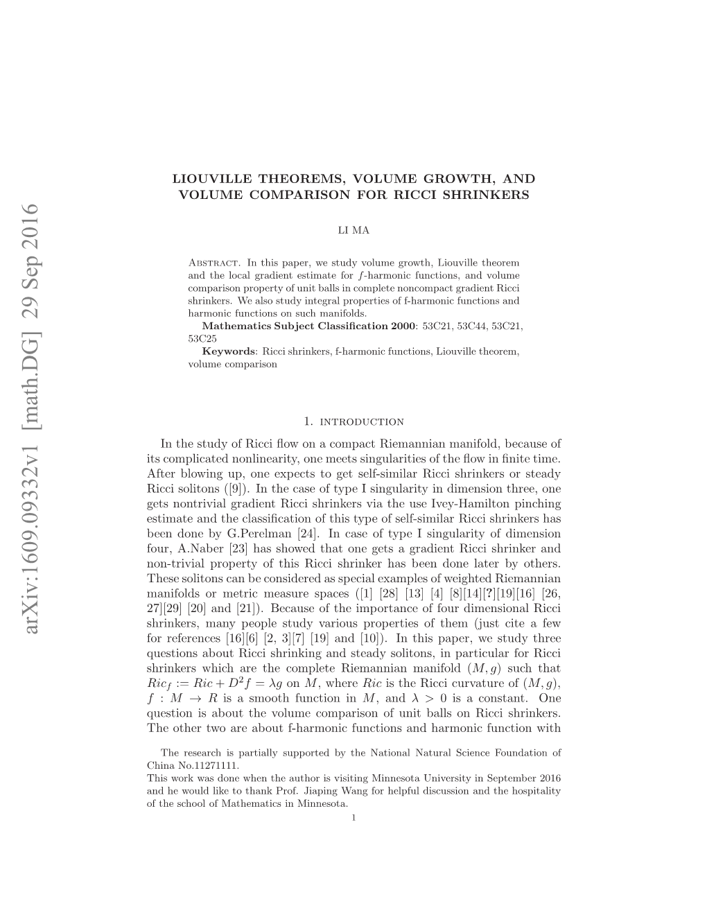 Liouville Theorems, Volume Growth, and Volume Comparison for Ricci