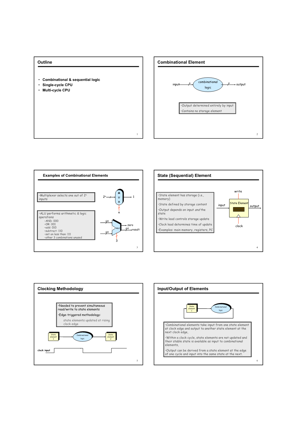 Sequential Logic Combinational • Single-Cycle CPU Input N N Output Logic • Multi-Cycle CPU