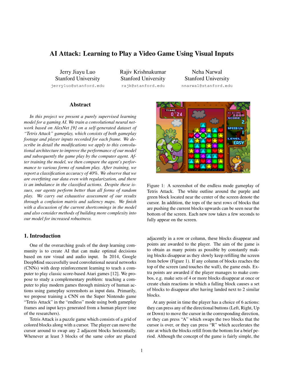 AI Attack: Learning to Play a Video Game Using Visual Inputs