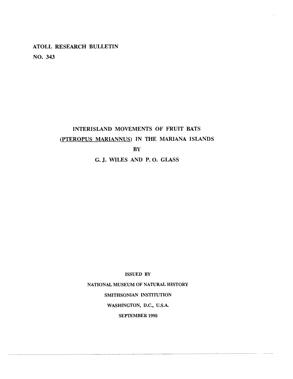 (Pteropus Mariannus) in the Mariana Islands by Gj Wiles A