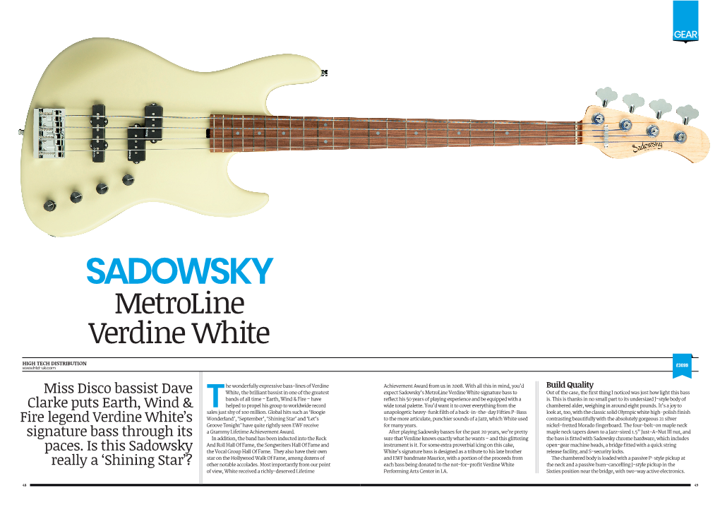 Verdine White Metro Bass, Bass Player Magazine, April 2021