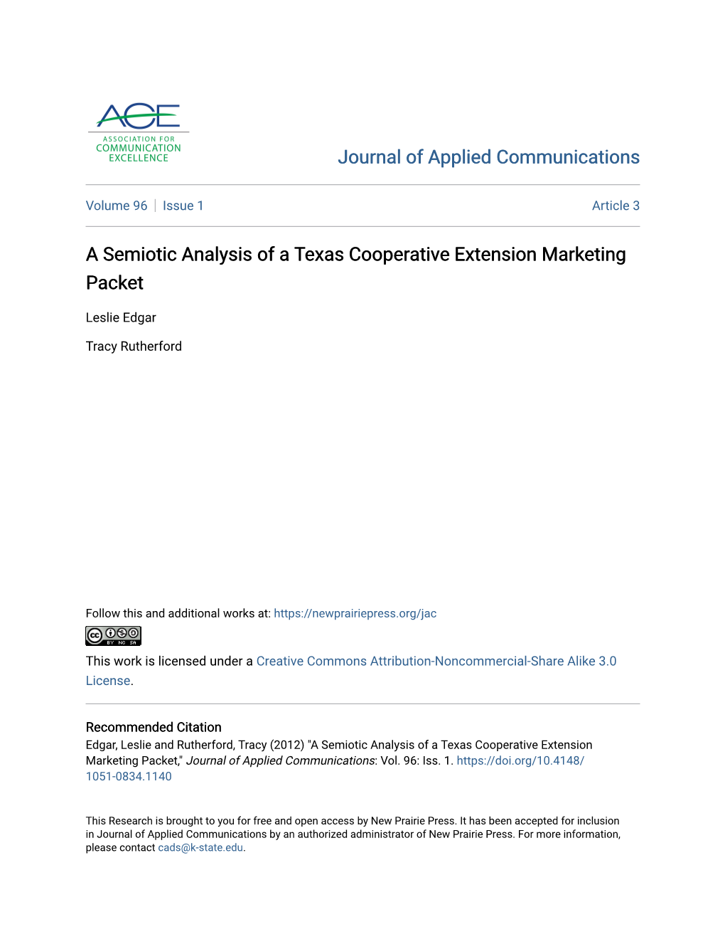 A Semiotic Analysis of a Texas Cooperative Extension Marketing Packet