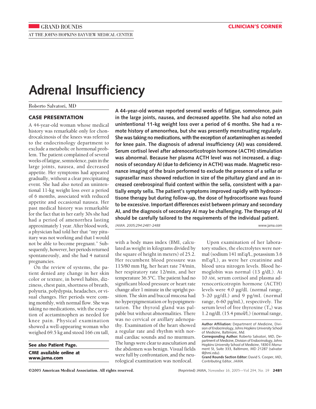 Adrenal Insufficiency