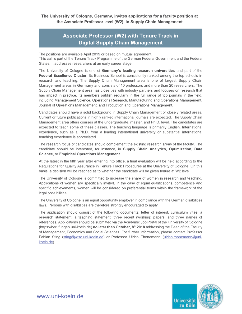 38. Associate Professor Position in Digital Supply Chain Management