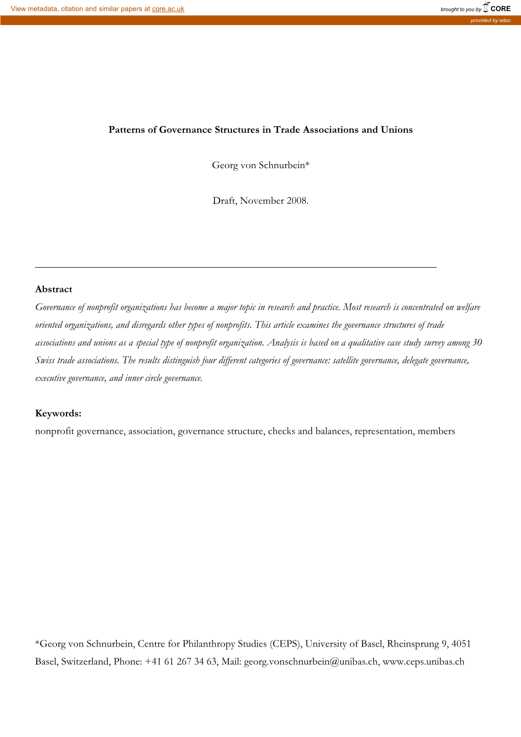 The Influence of Structures on Governance in Trade Associations