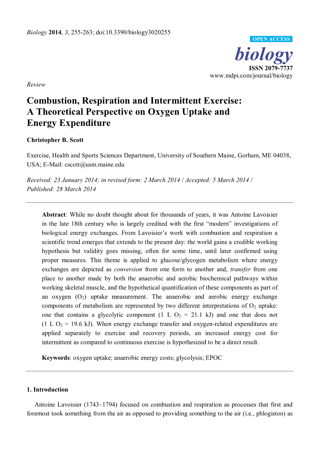 Combustion, Respiration and Intermittent Exercise: a Theoretical Perspective on Oxygen Uptake and Energy Expenditure