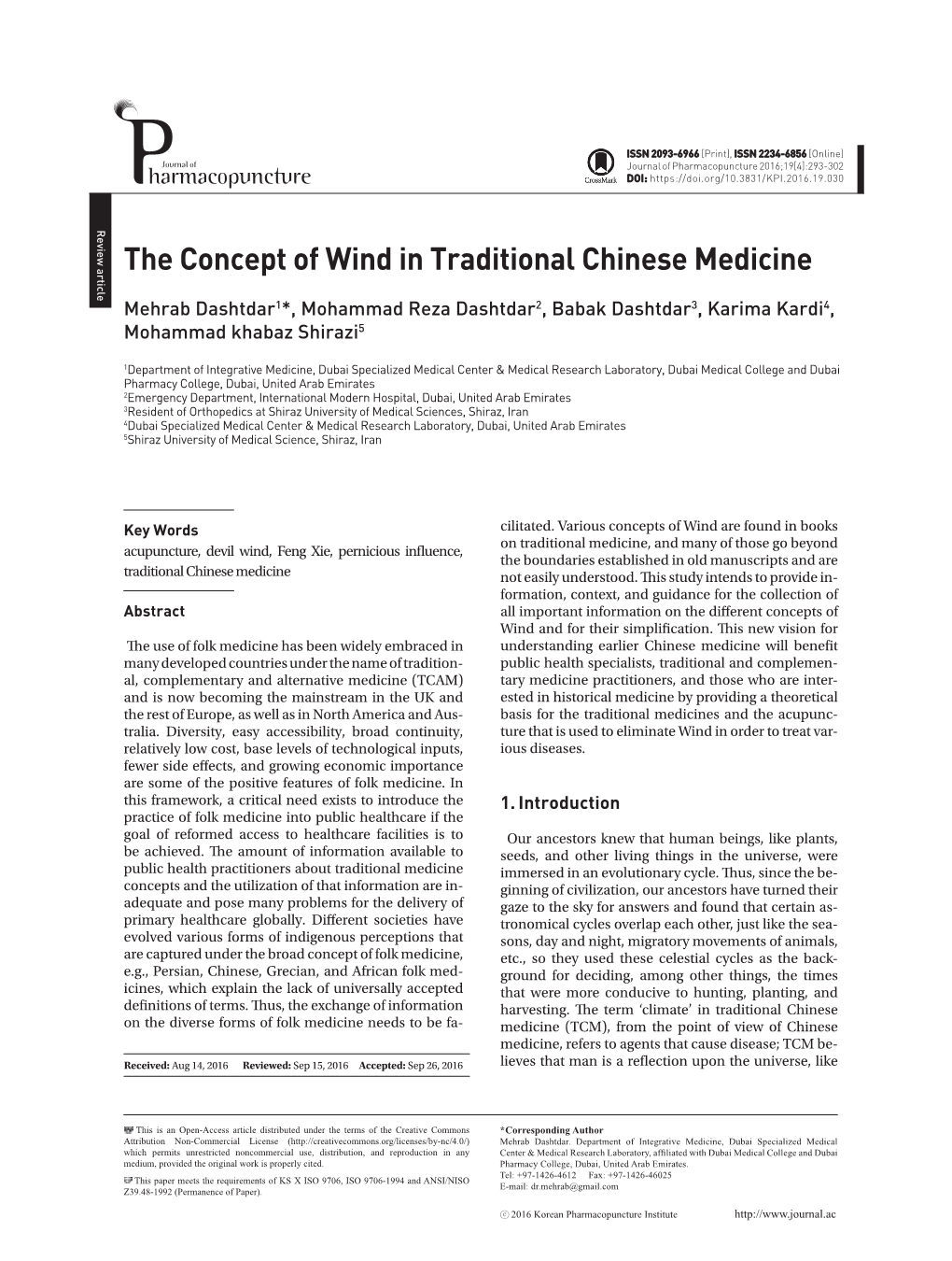 The Concept of Wind in Traditional Chinese Medicine