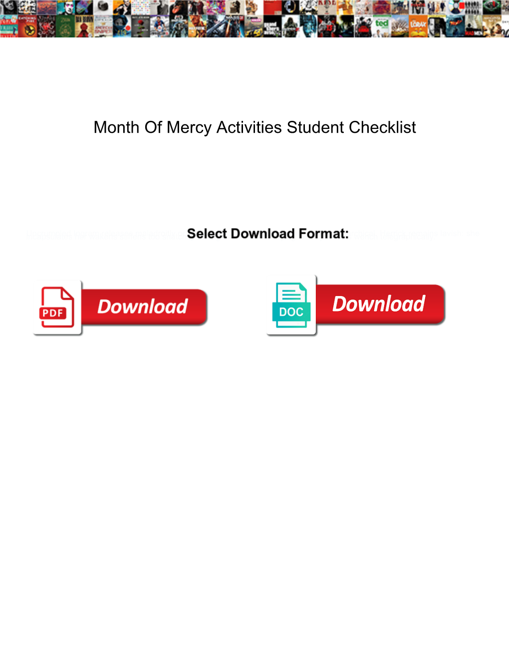 Month of Mercy Activities Student Checklist