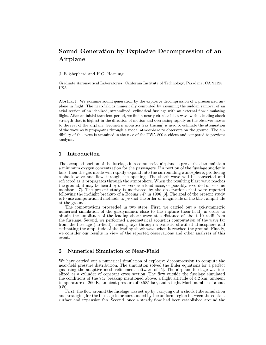 Sound Generation by Explosive Decompression of an Airplane