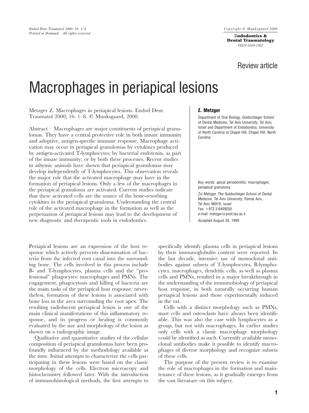 Macrophages in Periapical Lesions