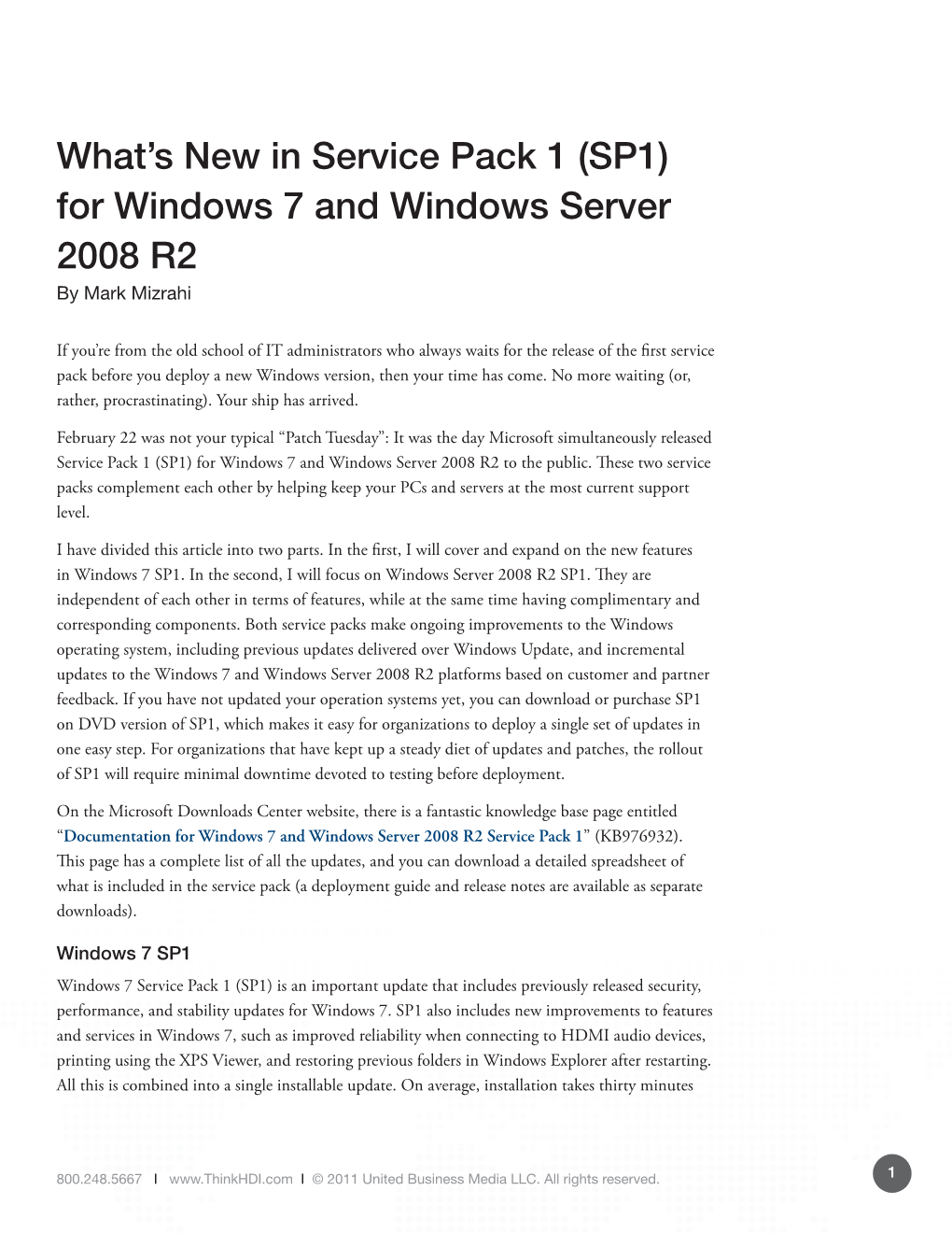 (SP1) for Windows 7 and Windows Server 2008 R2 by Mark Mizrahi