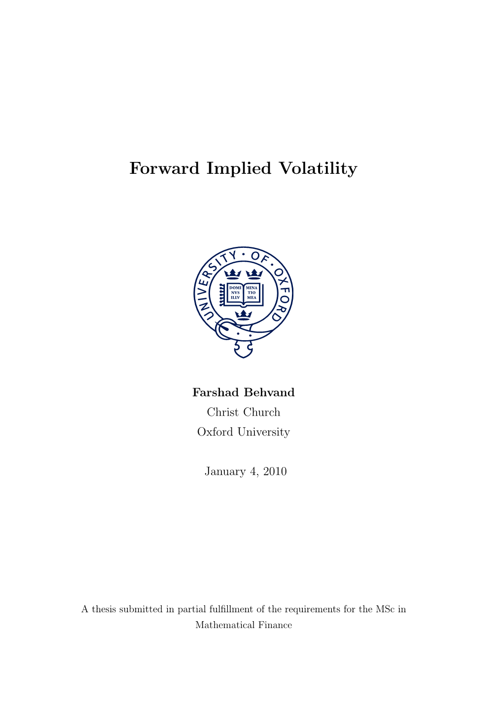 Forward Implied Volatility