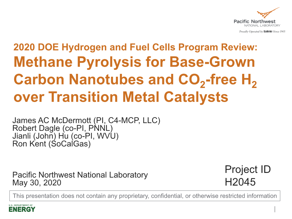 Methane Pyrolysis for Base-Grown Carbon Nanotubes and CO2-Free H2 Over Transition Metal Catalysts