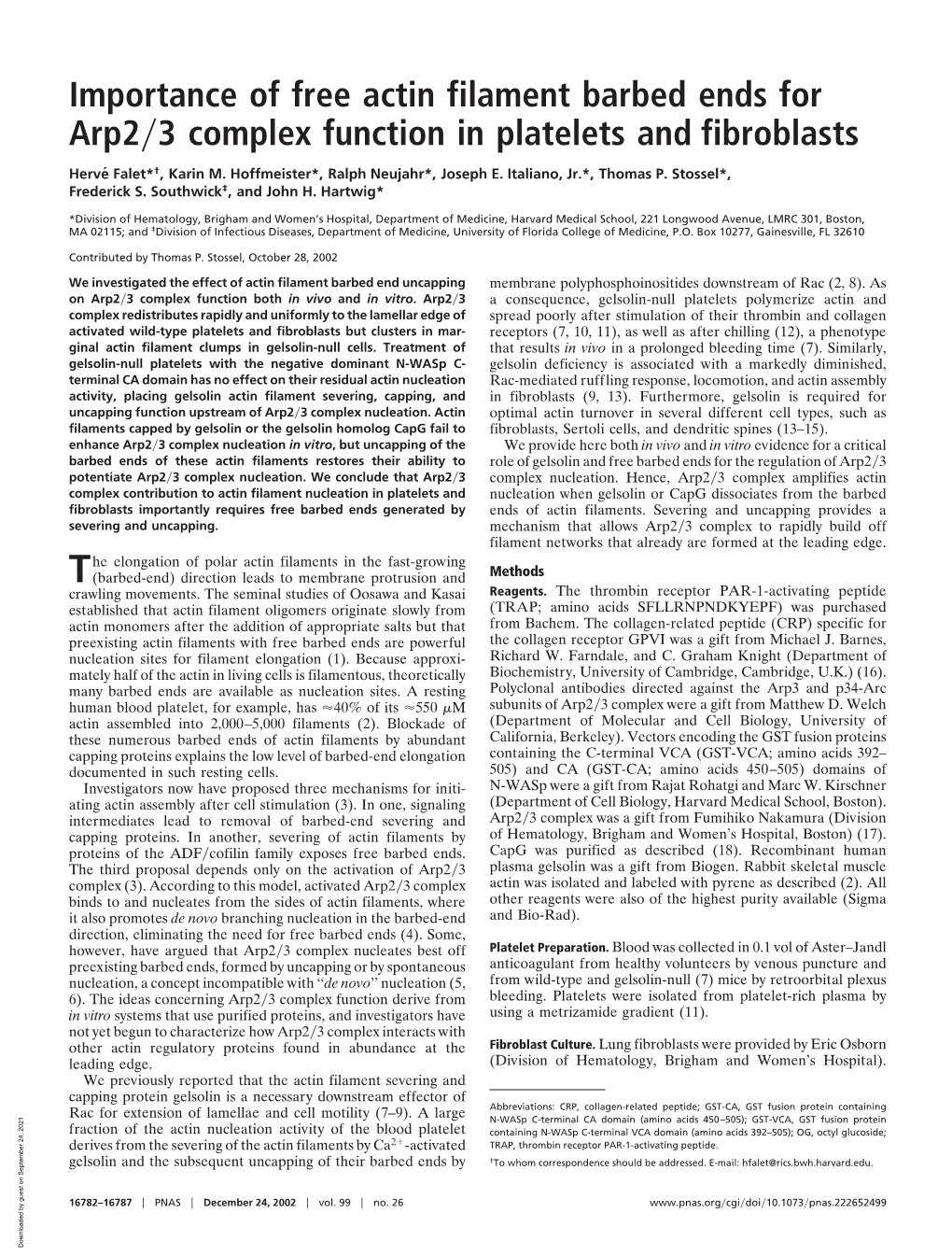 Importance of Free Actin Filament Barbed Ends for Arp2 3 Complex