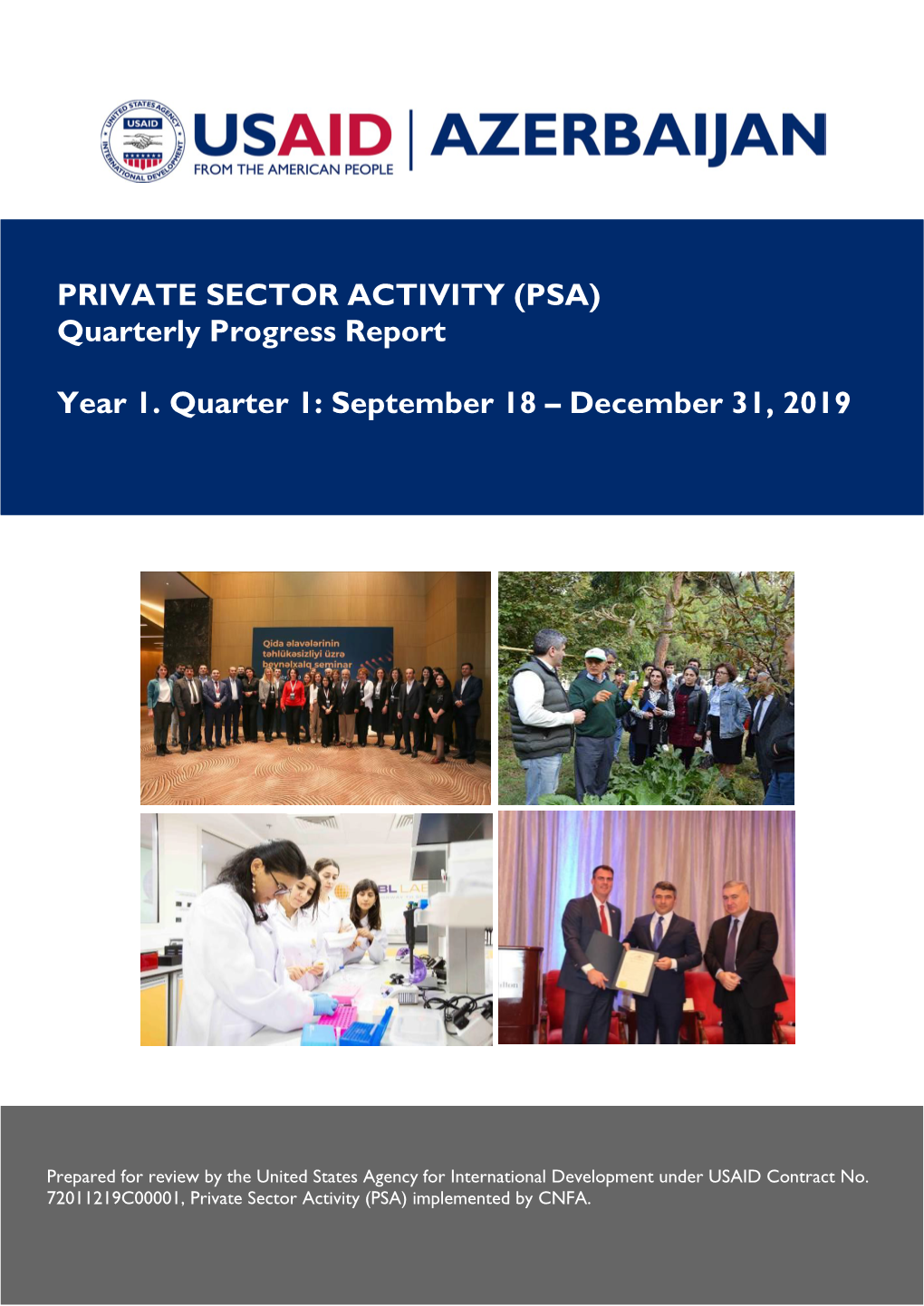 PRIVATE SECTOR ACTIVITY (PSA) Quarterly Progress Report