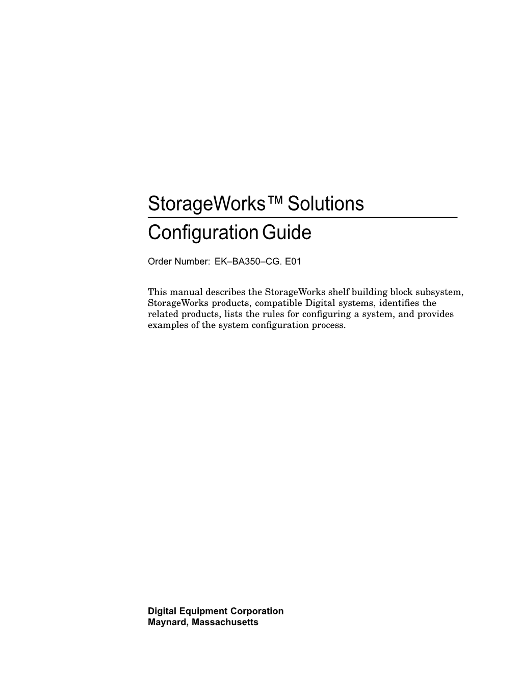 Storageworks™ Solutions Configuration Guide