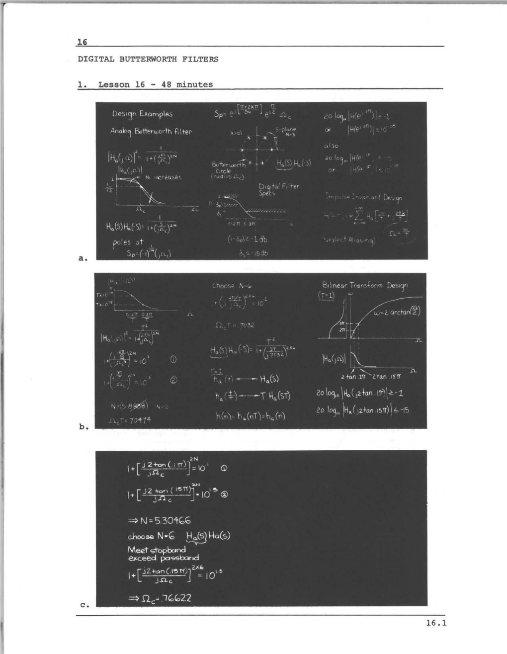 Lecture 16 Digital Butterworth Filters