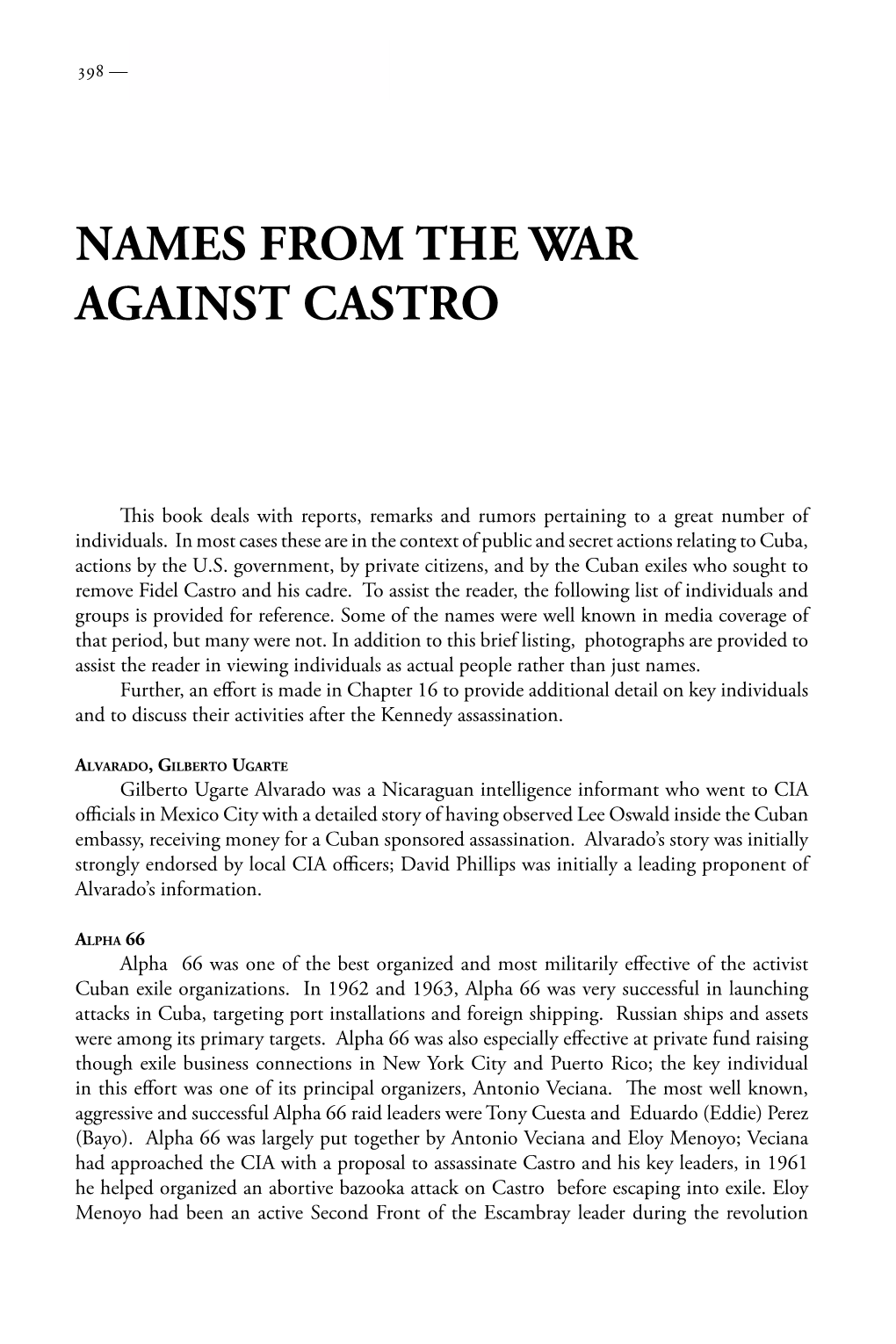 Names from the War Against Castro