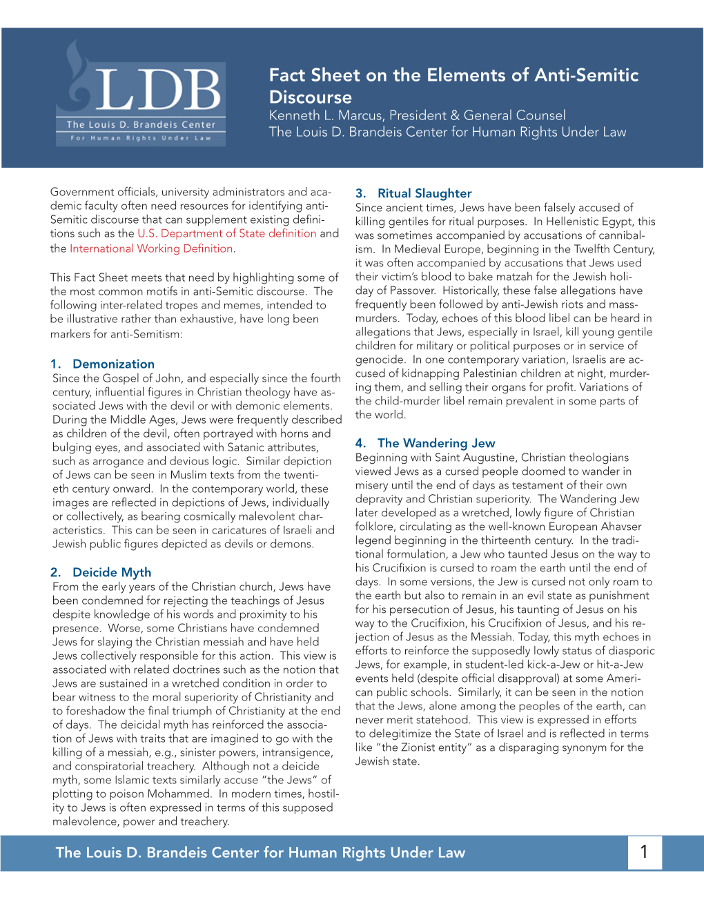 Fact Sheet on the Elements of Anti-Semitic Discourse 1