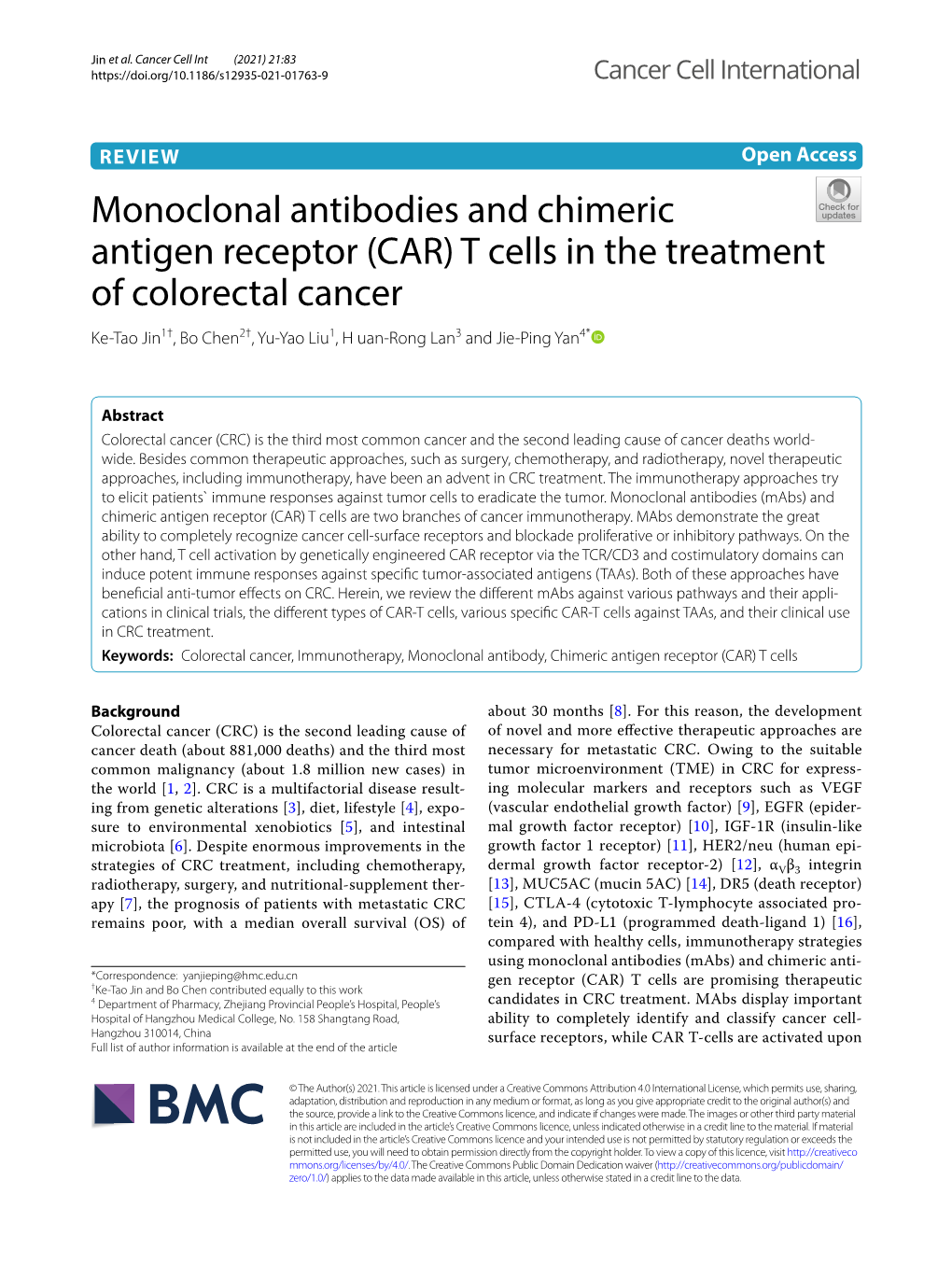 Monoclonal Antibodies and Chimeric Antigen Receptor