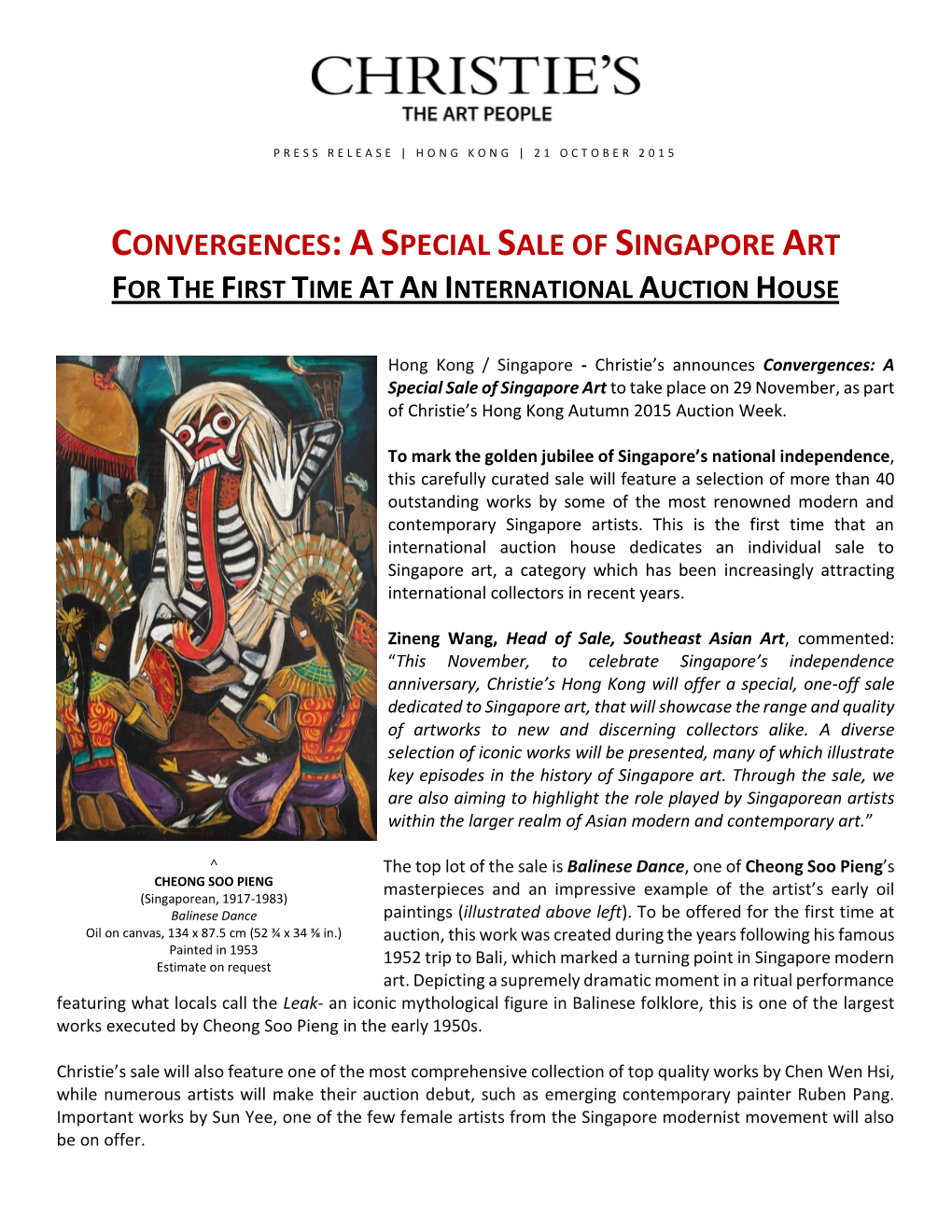 Convergences:As Pecial Sale of Singapore