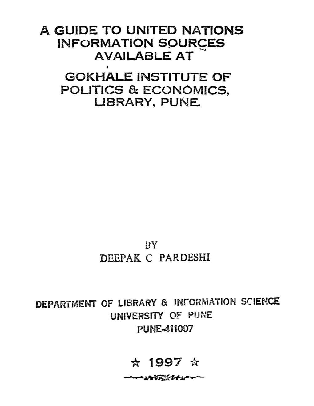 Available at • Gokhale Institute of Politics & Economics, Library, Pune