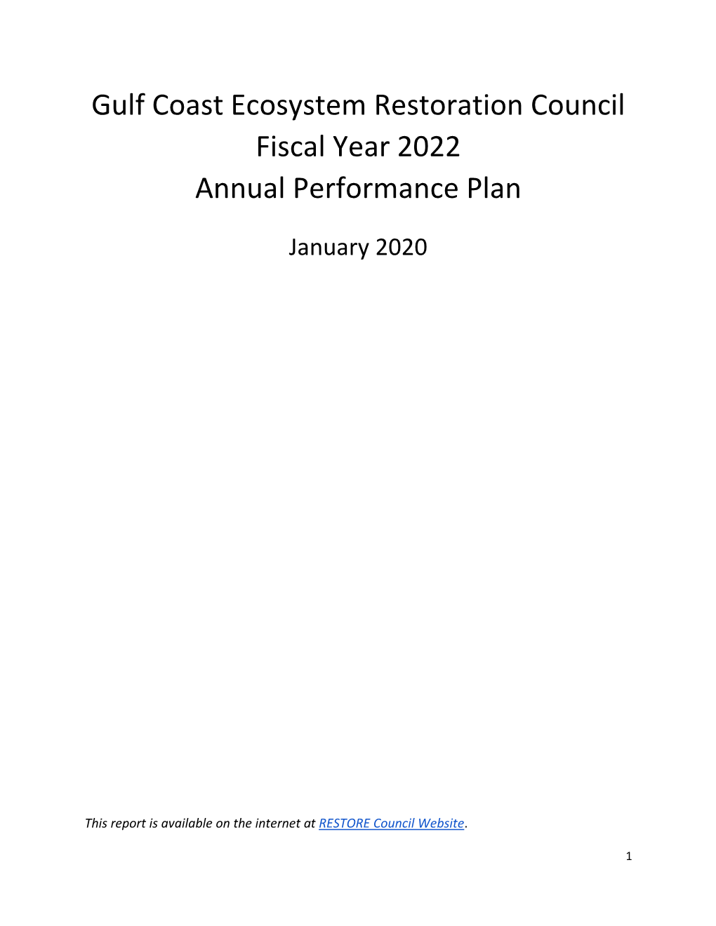 Fiscal Year 2022 Annual Performance Plan