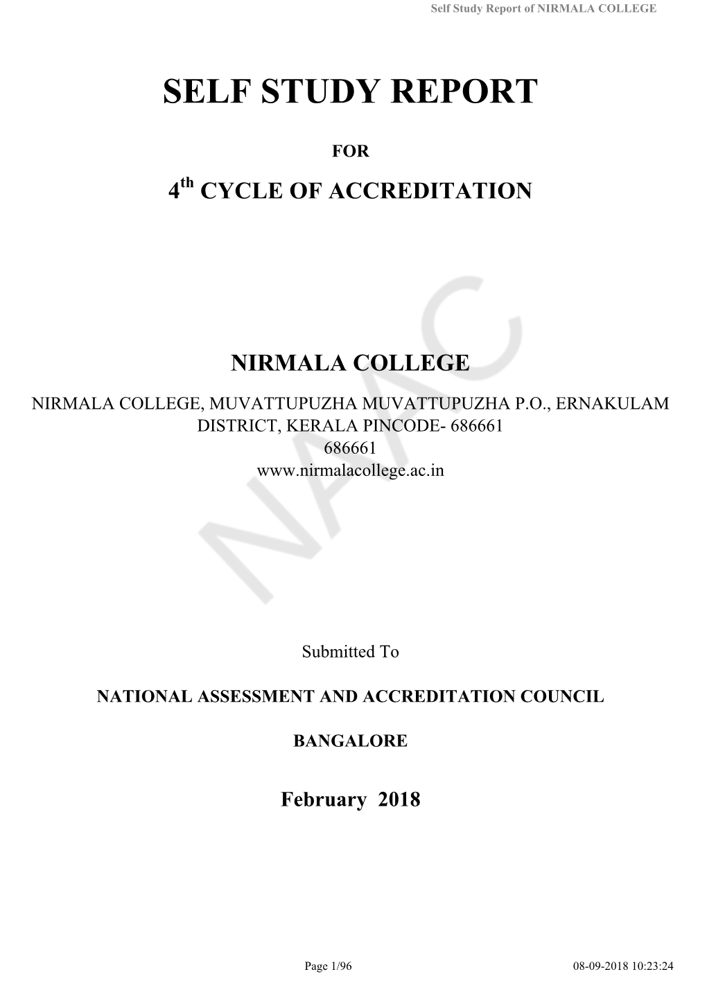 Self Study Report of NIRMALA COLLEGE