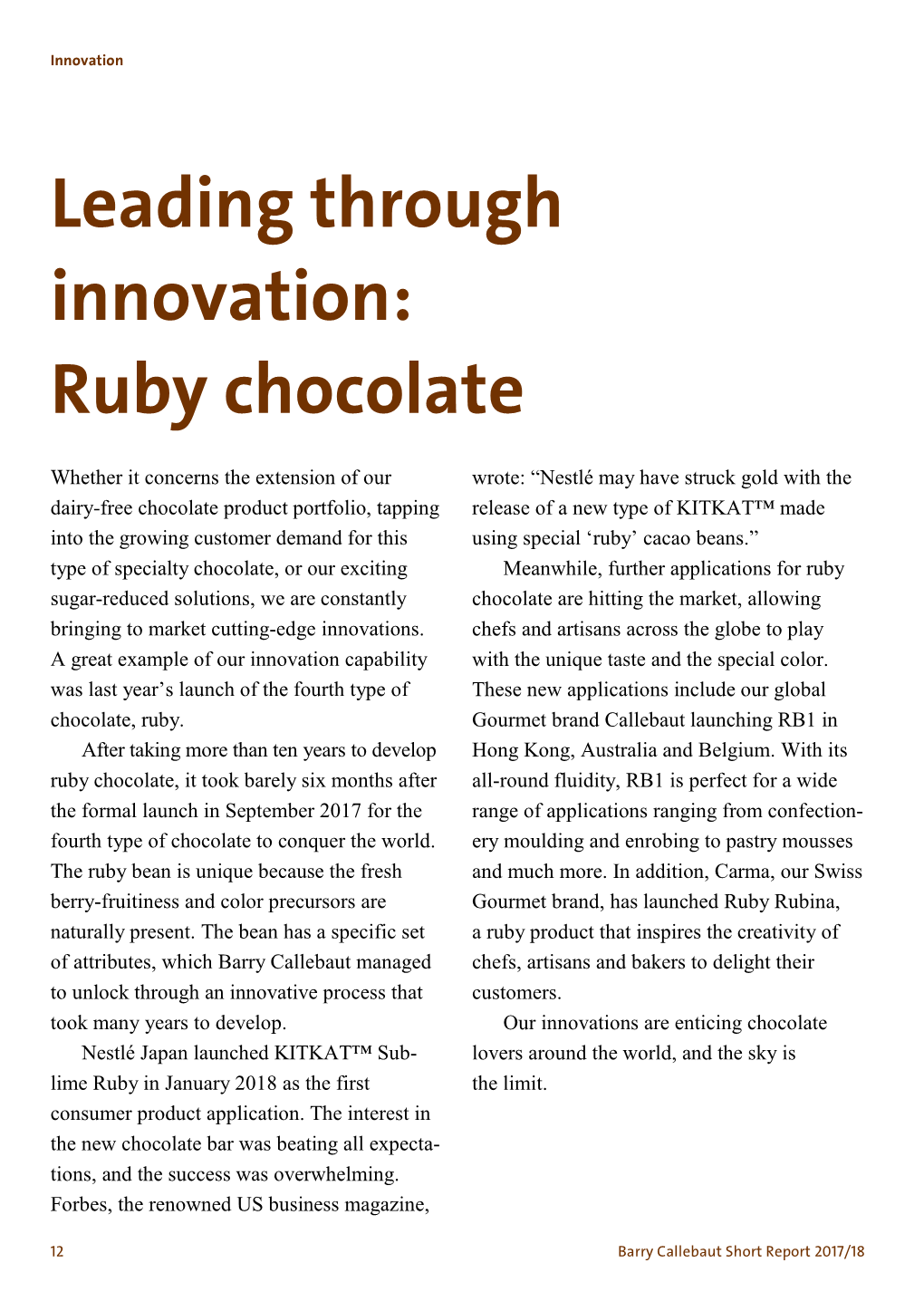Leading Through Innovation: Ruby Chocolate