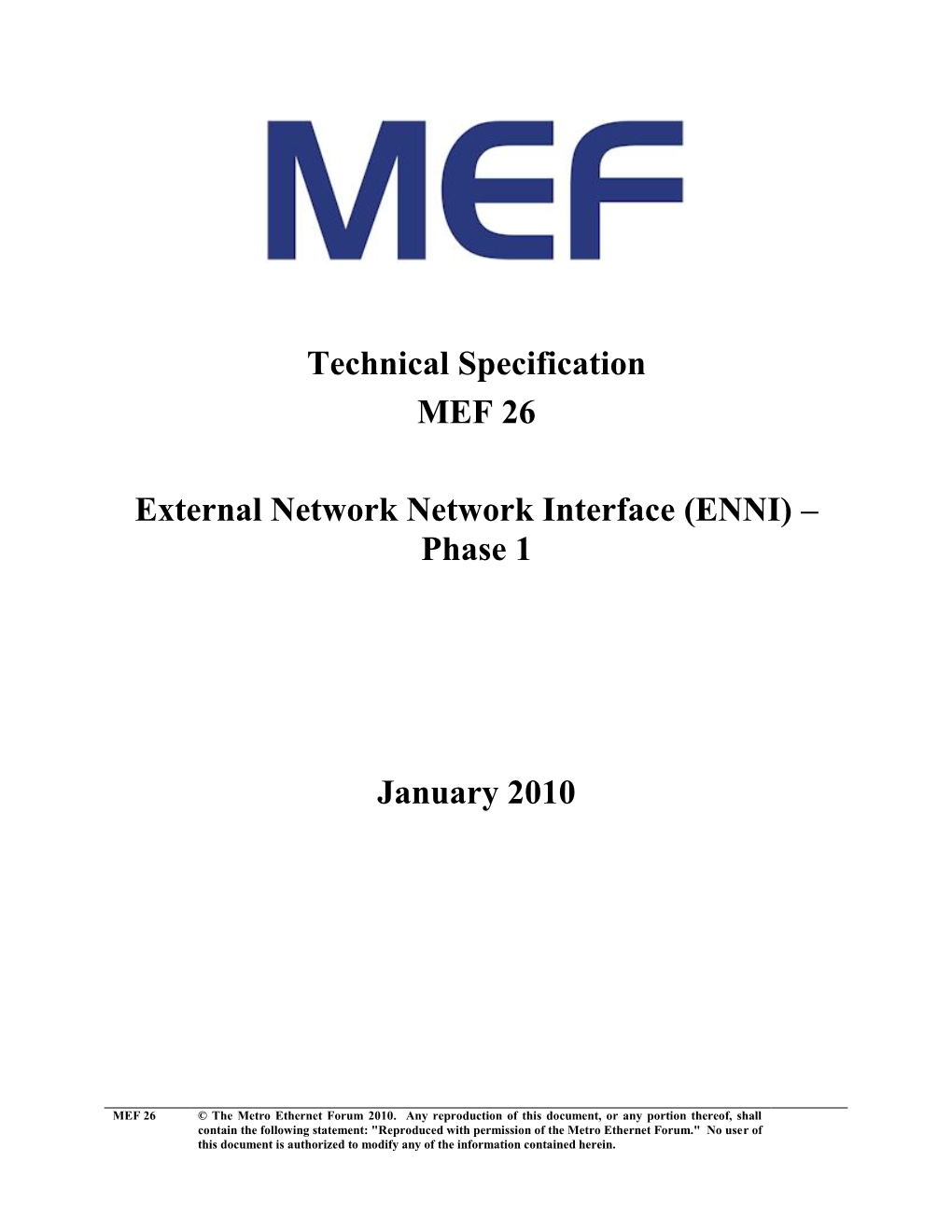 Contribution to the Metro Ethernet Forum Technical Committee