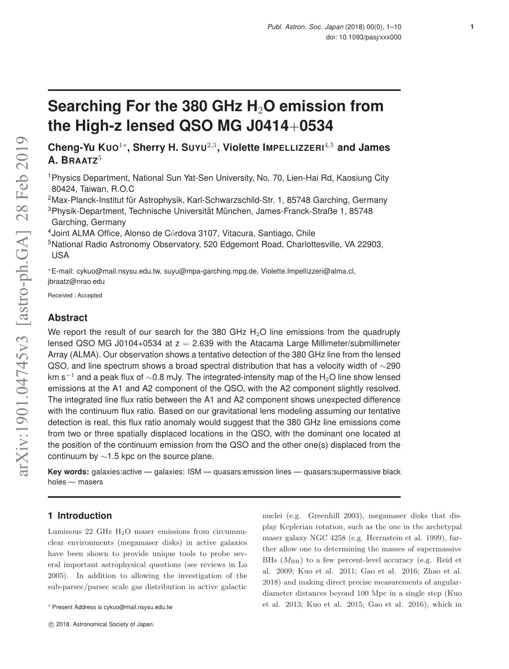 Searching for the 380 Ghz H2 O Emission from the High-Z Lensed