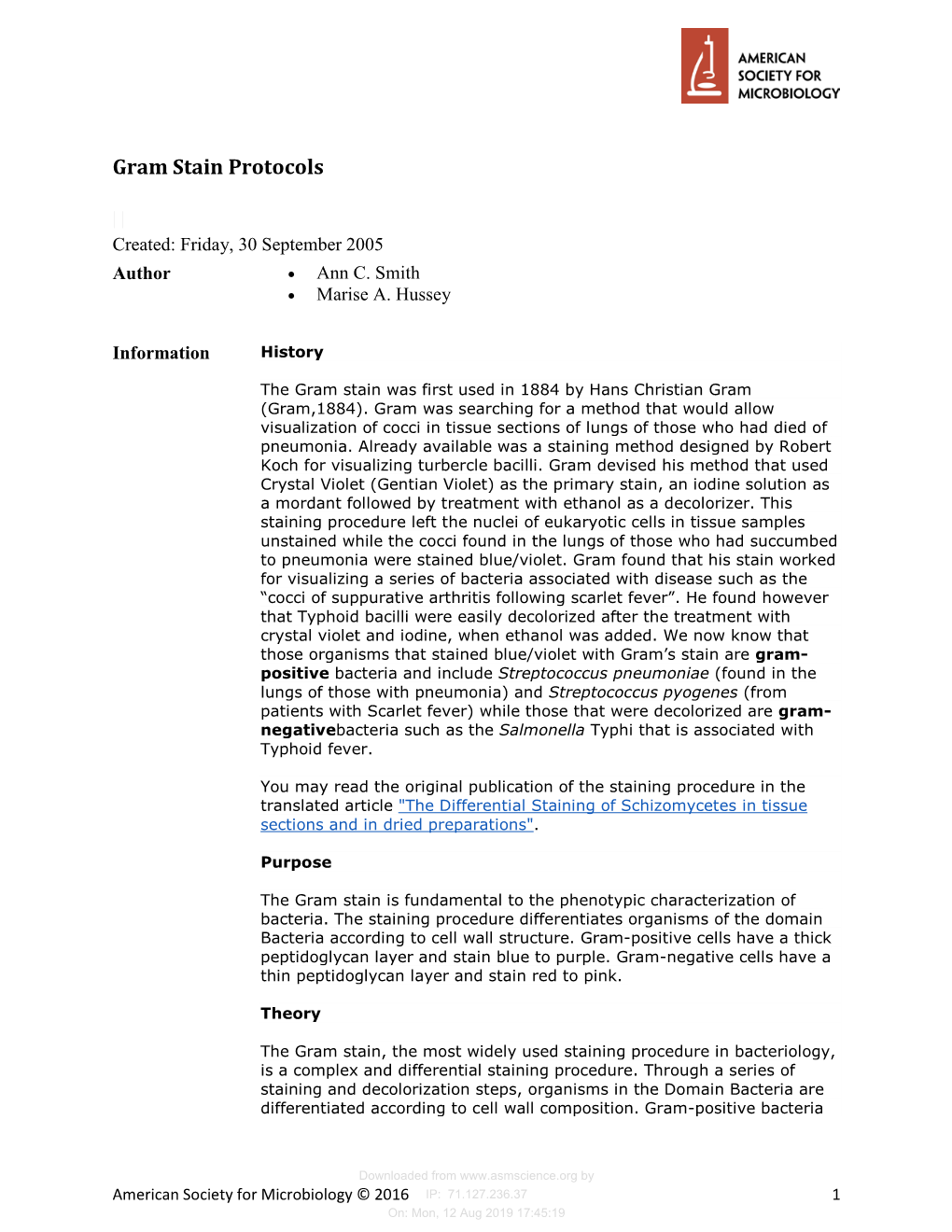 Gram Stain Protocols