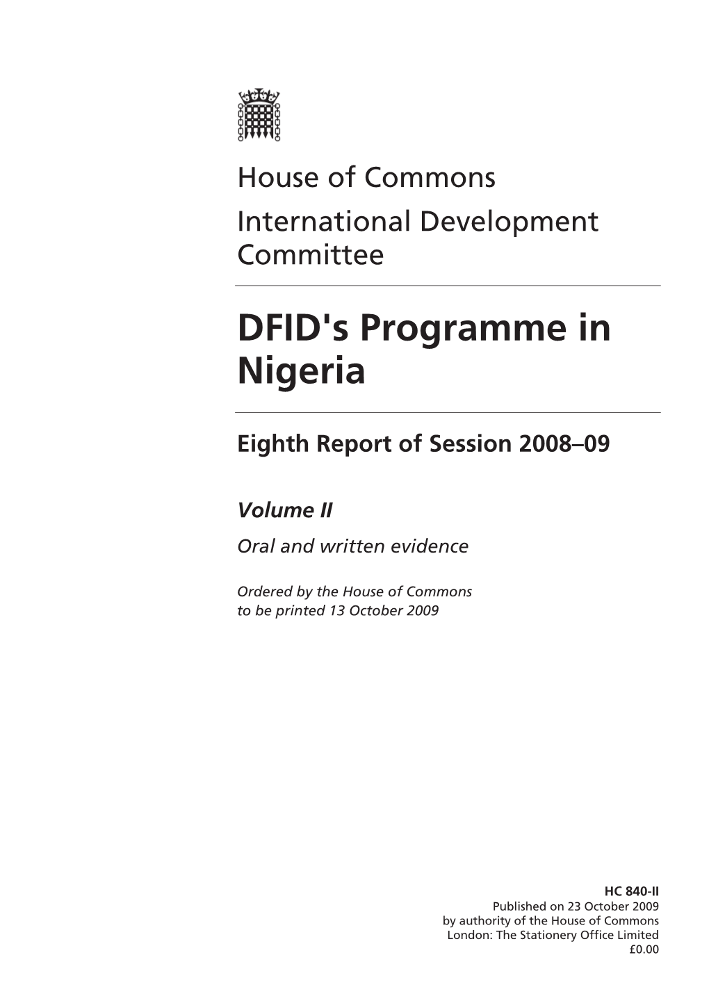 DFID's Programme in Nigeria