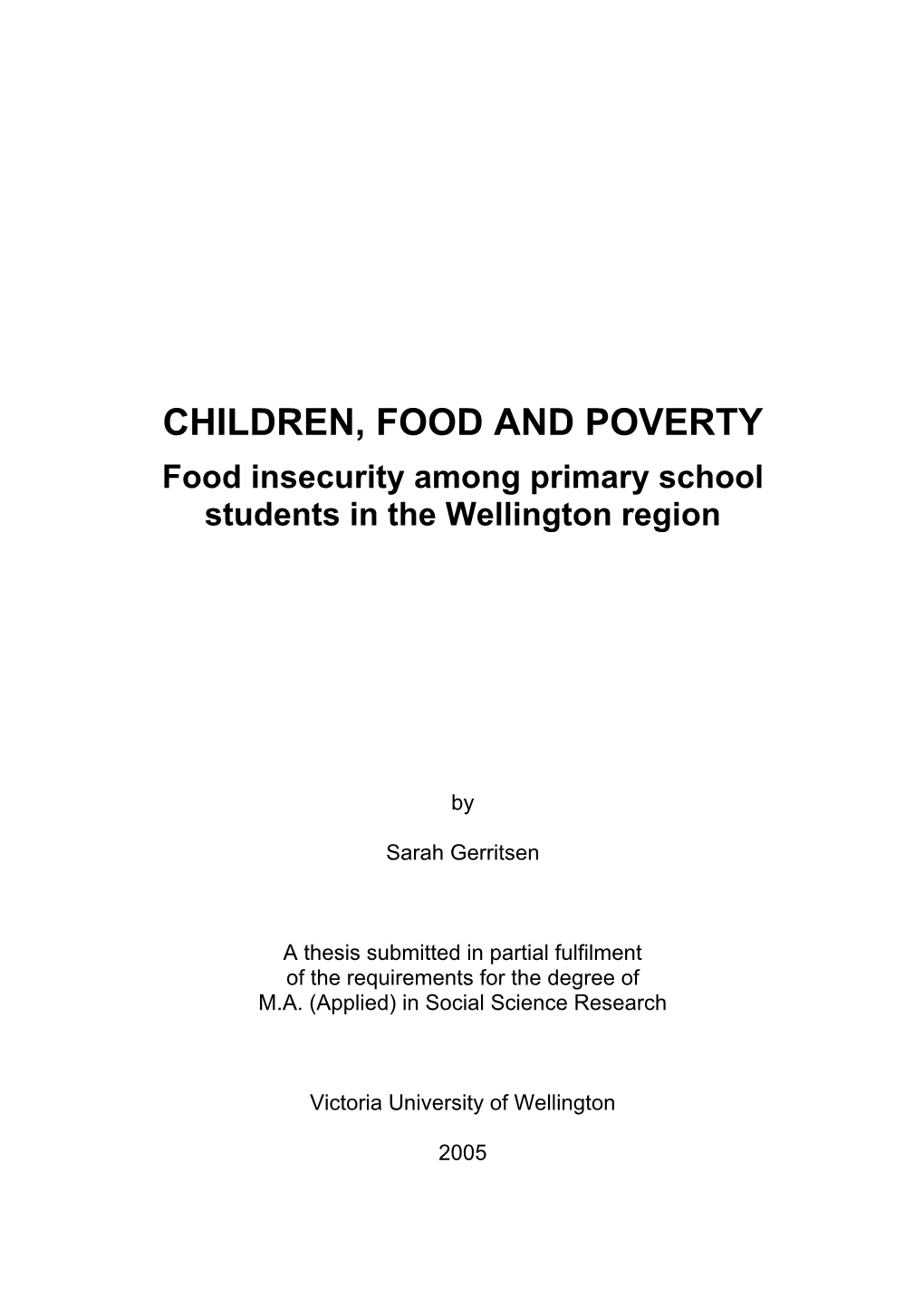 Children, Food and Poverty
