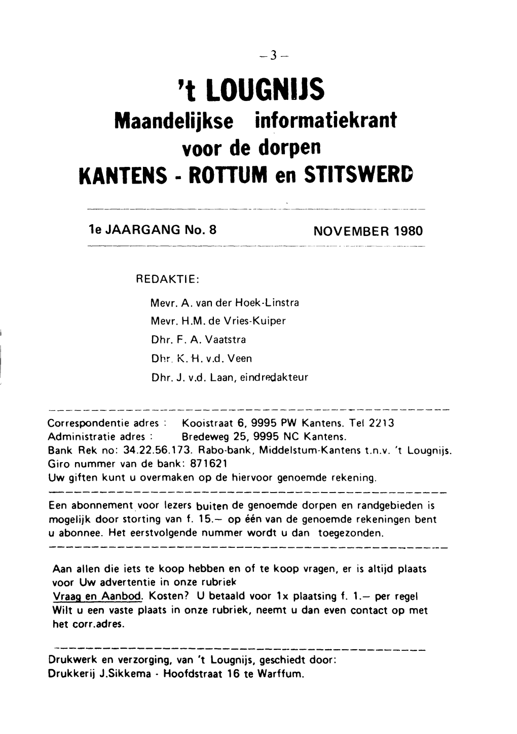 'T Lougiliis Maandelijkseinformatiekrant Yoorde Dorpen Kailteiis- R0ttumen STITSWERD