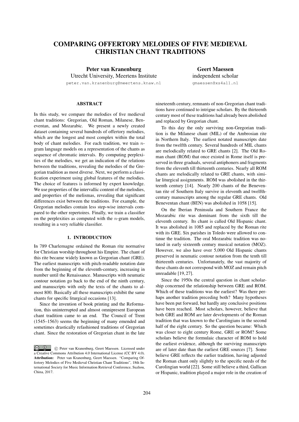 Comparing Offertory Melodies of Five Medieval Christian Chant Traditions