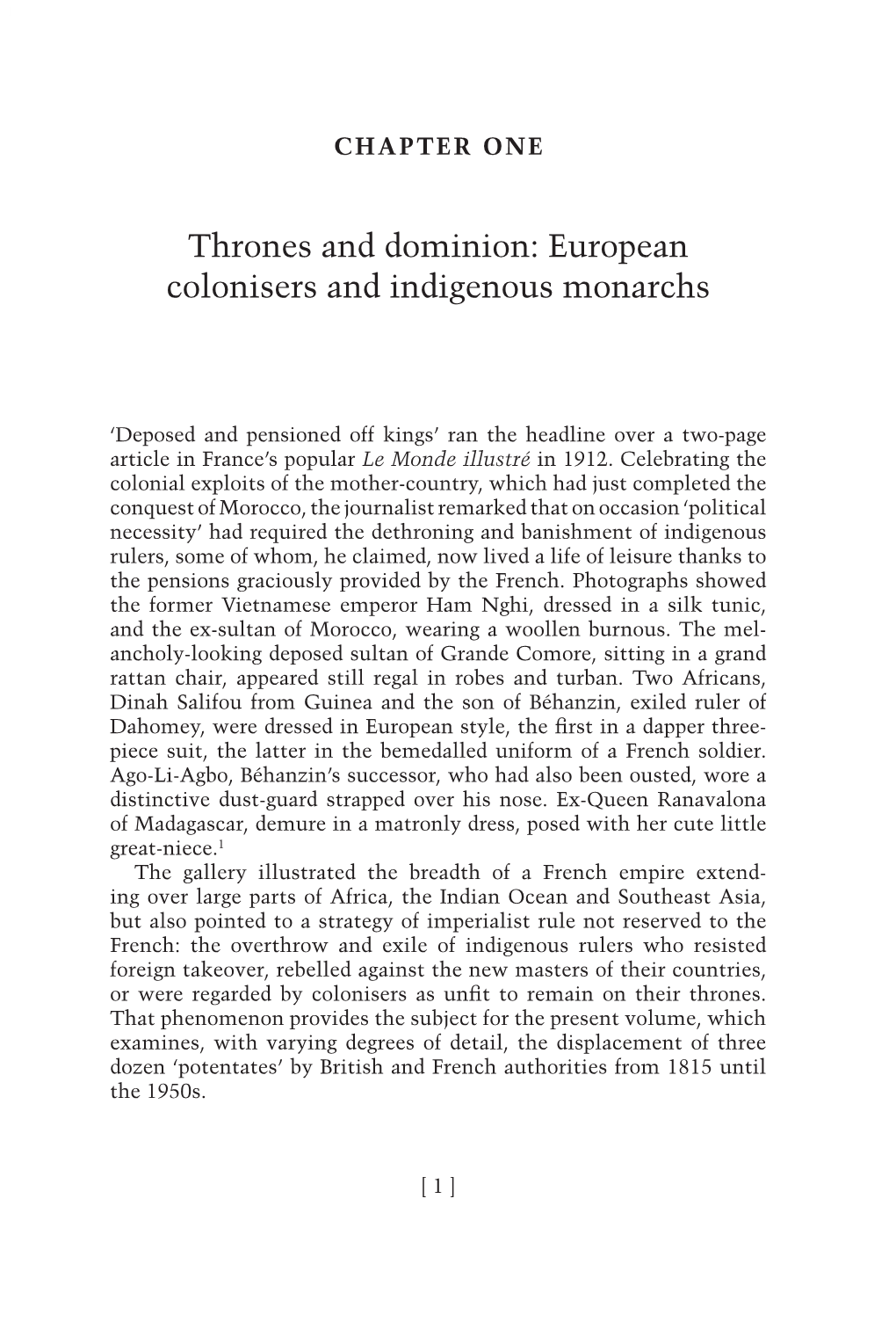 Thrones and Dominion : European Colonisers and Indigenous Monarchs