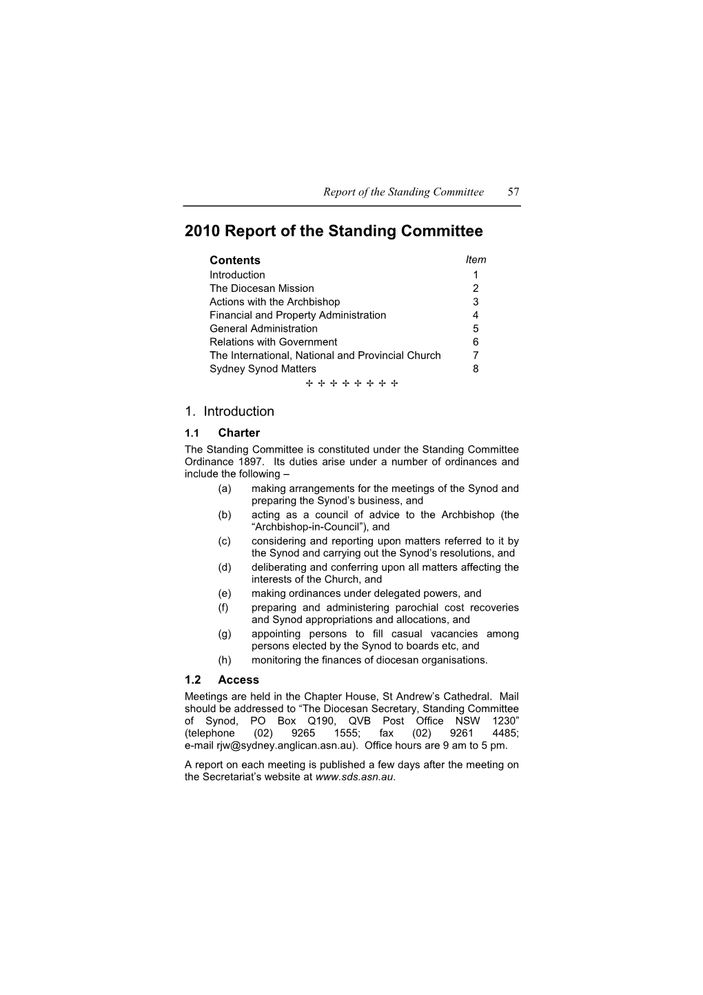 2010 Report of the Standing Committee