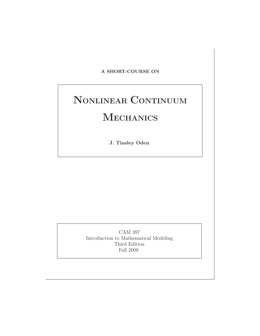 Nonlinear Continuum Mechanics