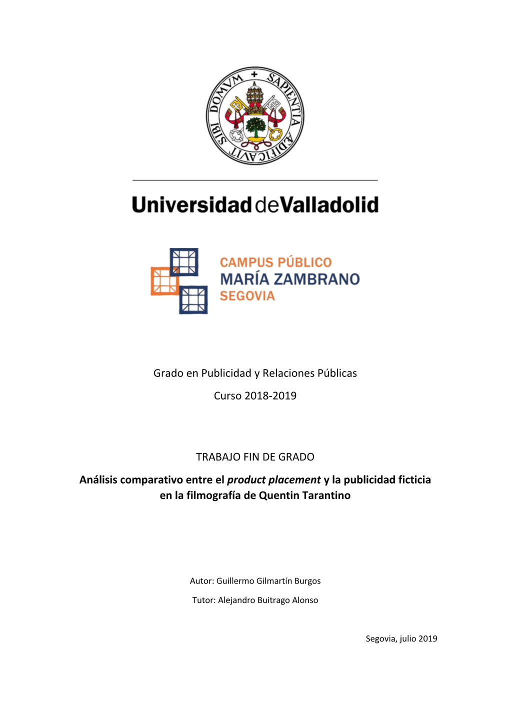 Grado En Publicidad Y Relaciones Públicas Curso 2018-2019