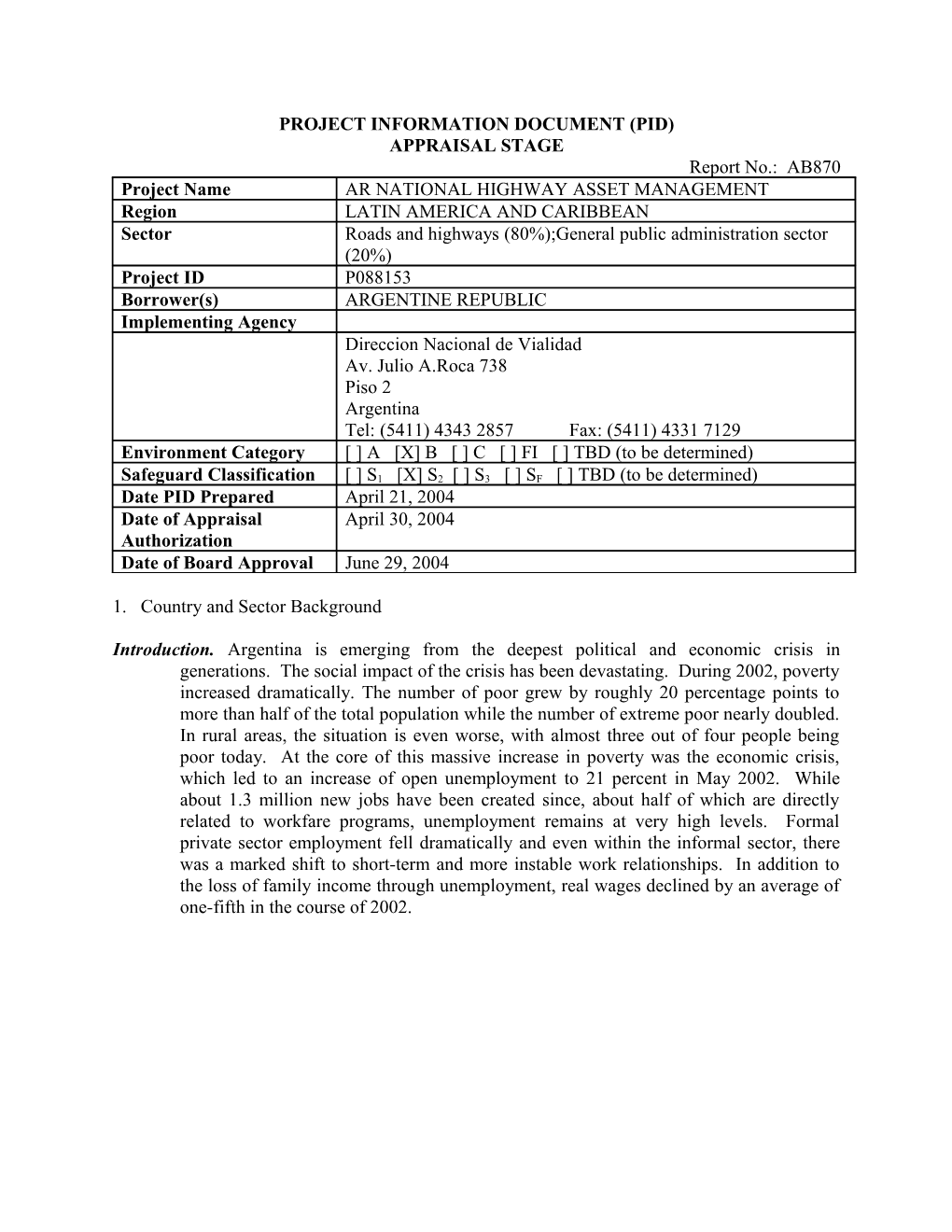 Project Information Document (Pid) s3