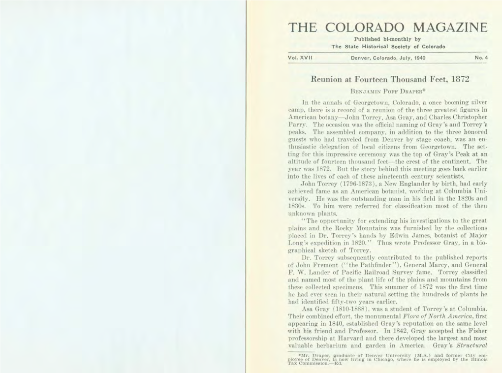 COLORADO MAGAZINE Published Bi-Monthly by the State Historical Society of Colorado