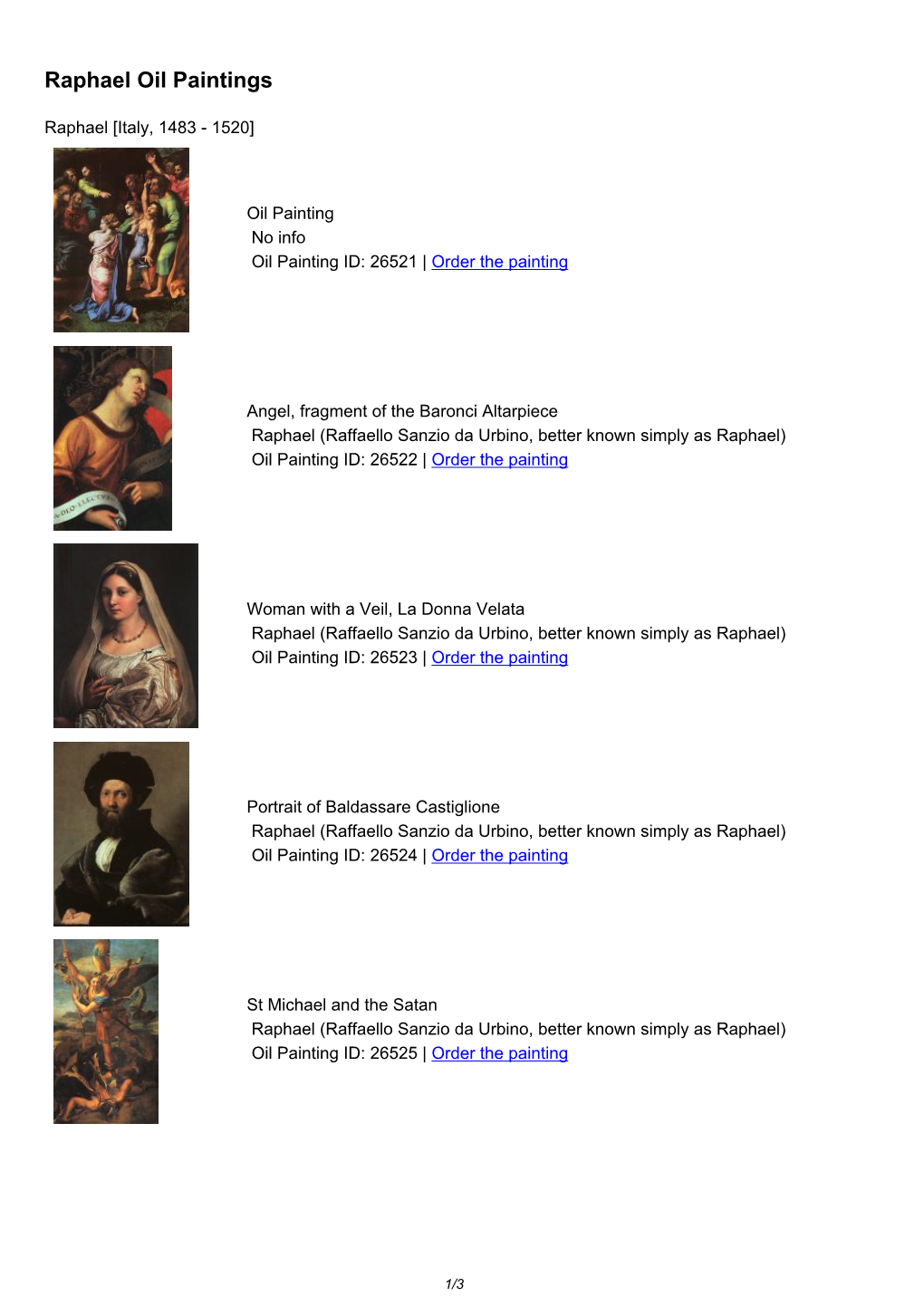 Raphael Oil Paintings