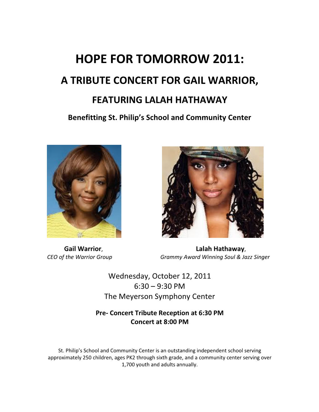 LALAH HATHAWAY Benefitting St