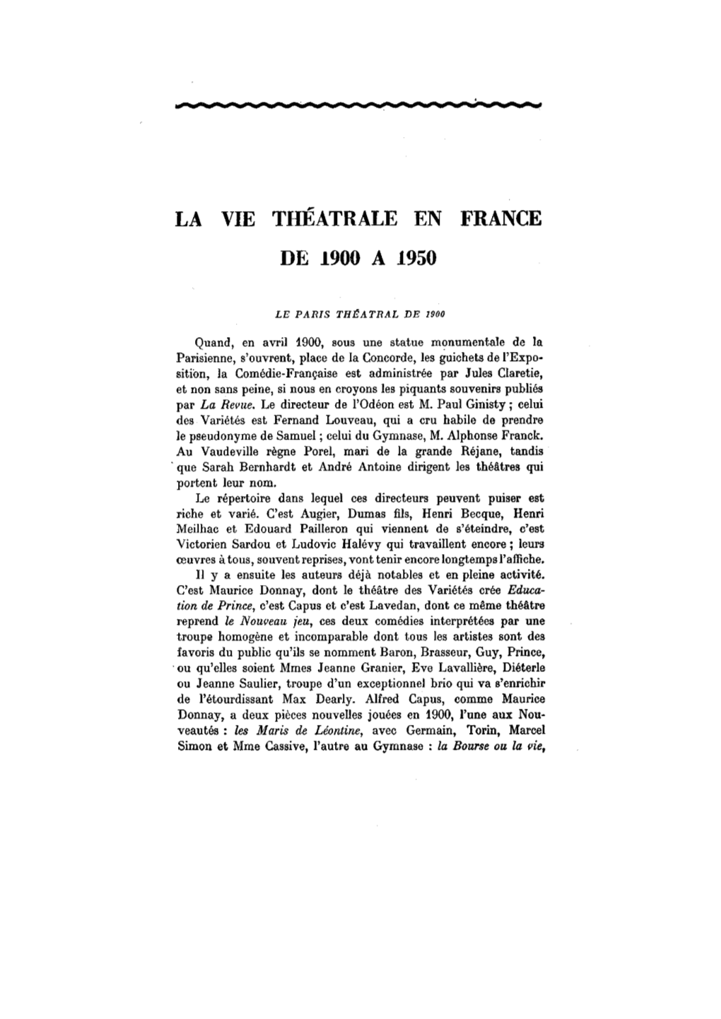 La Vie Theatrale En France De 1900 a 1950 433