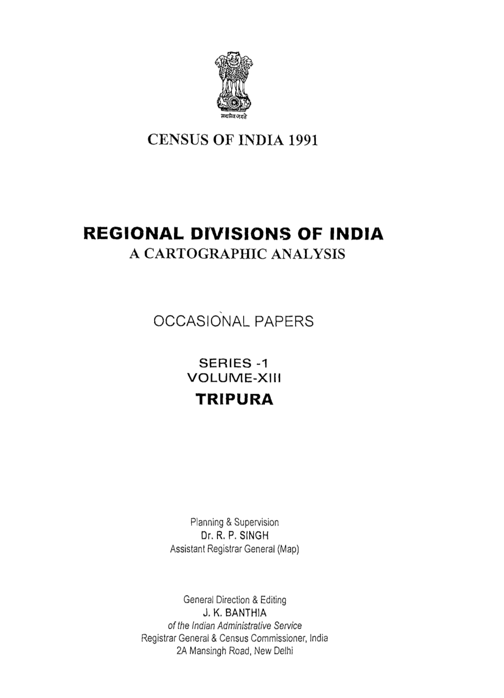 Regional Divisions of India a Cartographic Analysis,Vol-XIII