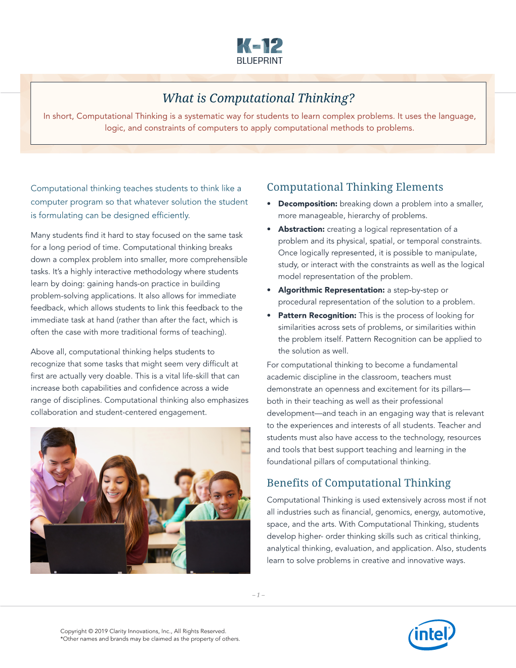 What Is Computational Thinking? in Short, Computational Thinking Is a Systematic Way for Students to Learn Complex Problems