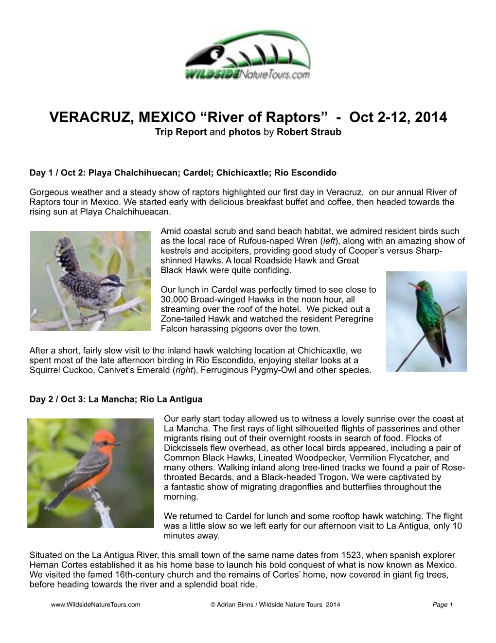 TRIP REPORT Veracruz 2014