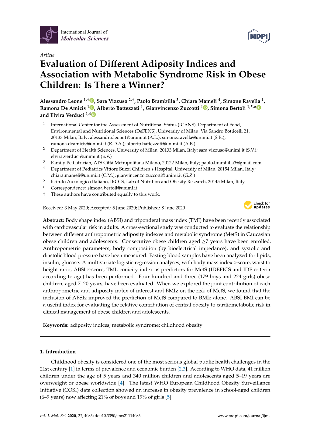 Evaluation of Different Adiposity Indices and Association With