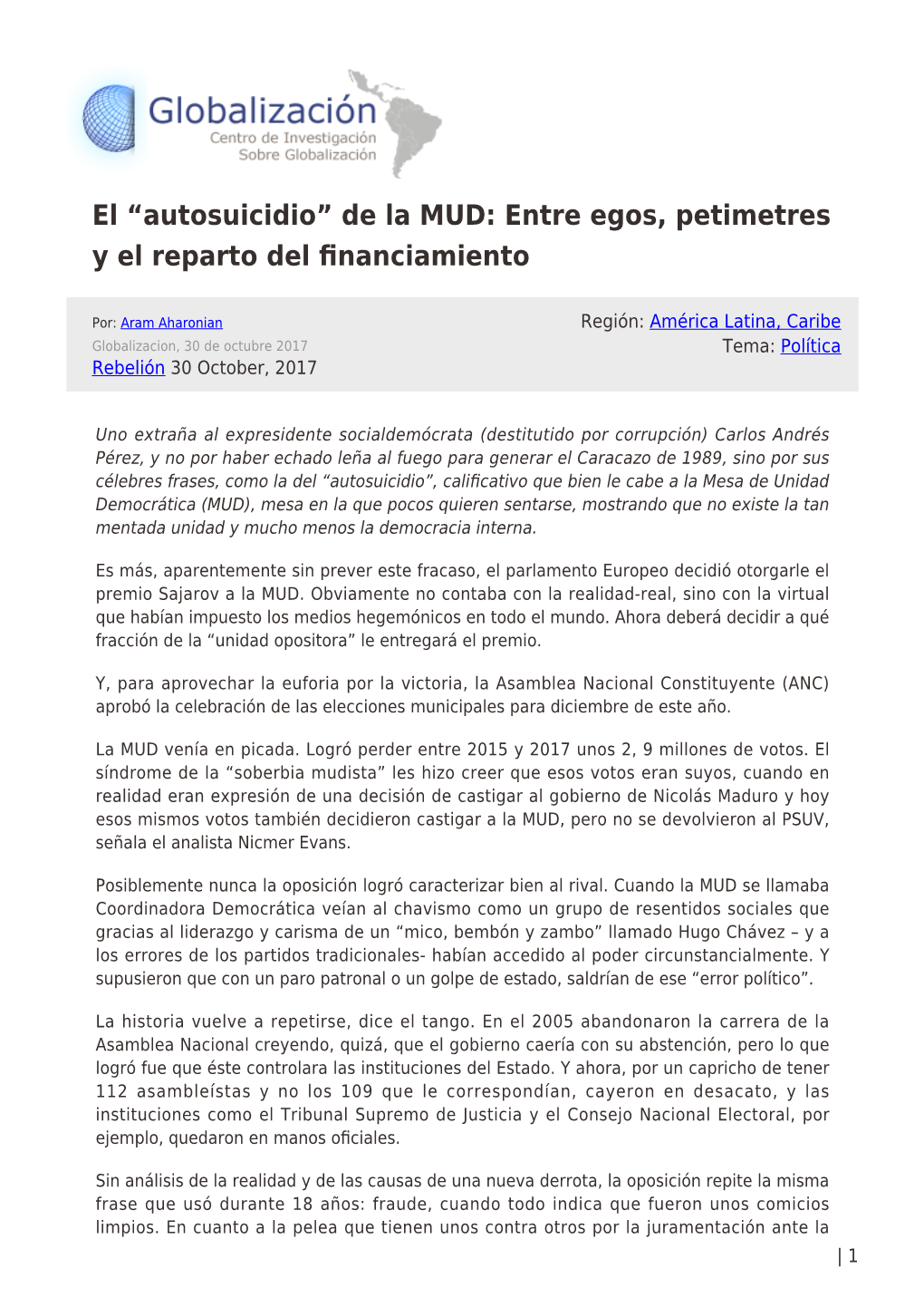 De La MUD: Entre Egos, Petimetres Y El Reparto Del Financiamiento